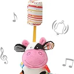 SNOWIE SOFT® Baby Stroller Toy Stuffed Plush Cow Toy Rattle Toy, Cartoon Toddler Toy Hanging Stroller Toy Sensory Toy with Open Ring Clasp-picture-18