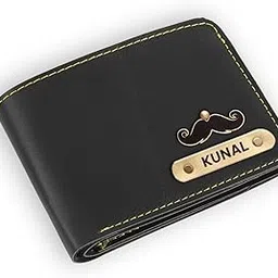 the unique gift studio Men's Leather Wallet with Personalised Name with Logo, Black-picture-26