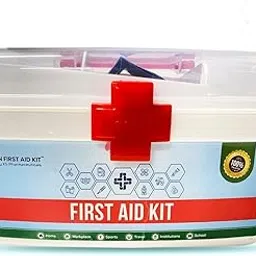 MEDICON First Aid Kit 22 Items 65 Pieces | Compact First Aid Box for Car, Home, Office, Travel, Sports, Hiking, Camping | Red Emergency Supplies Kit with Essential Items image 1