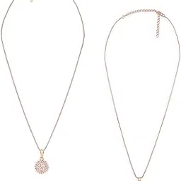 zaveri pearls Set of 2 Rose Gold Contemporary Cubic Zirconia Pendants With Chains For Women-ZPFK17536-picture-50