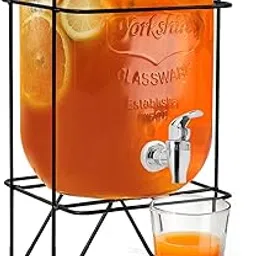 ABOUT SPACE 5 Litre Glass Water Dispenser with Stand - Air Tight Lid Glass Pitcher for Detox Water - Mason Jar - Counter Table Top Juice Infused Water Beer Dispenser for Home Restaurant Party-picture-19