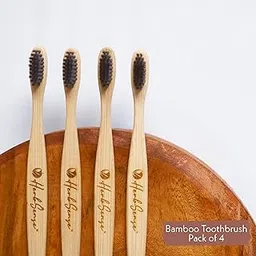 Herbsense Adult Bamboo Manual Toothbrush With Charcoal Activated Soft Bristles-Gentle On Teeth,Anti Bacterial,Light Weight,Eco Friendly,Vegan,Natural&Zerowaste-Dental&Oral Care-Combo Pack Of 4-picture-35