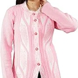 creative panther Self Design Pink Knitted Cardigan-picture-26