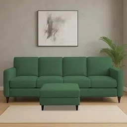 BRAXTON Connor 5 Seater with Ottoman Sofa Set for Living Room (Green Colour Fabric) Premium Fabric Sofa Set for Living Room-picture-15