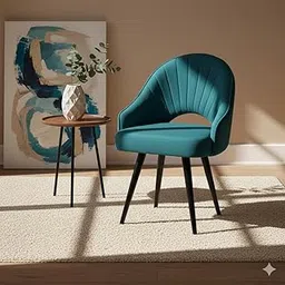 ACTIVA Chair for Home/Office|Modern Upholstered Seating with Curved Back Design|Sturdy Multipurpose Chair with Anti Slip Legs|Comfortable Padded Seating for Dining Area (Teal)-picture-25