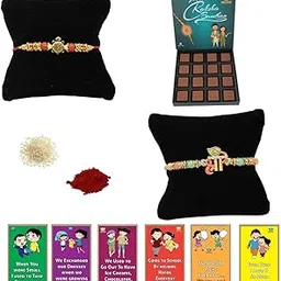 BOGATCHI Rakhi with chocolates gift pack, Rakhi and chocolate combo, Rakhi gift for brother with chocolate Box 16pcs + Rakhi Set of 2 +Roli Chawal+ Rakhi Cards, Rakhi Sweets for Brother | 16CB20o-5-picture-45