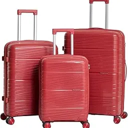 knight stallion Set of 3 (50+61+70Cm) Polypropylene 360 Degree 8 Wheels Trolley Bag for Travel Hard Case Luggage, Combination Lock with 3 Yrs Warranty (Wine), Small, Medium, Large-picture-40