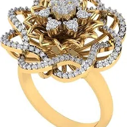 diamtrendz Gold Plated Pure 925 Sterling Silver Floral Ring | Diamond Ring for Women and Girls | Model RSY00002-picture-27