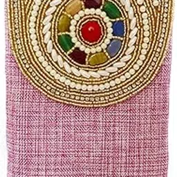 DMS RETAIL Designer Ethnic Embroidered Jute Mobile Pouch for Women with Waist Clip and Belt (Multi)-picture-22