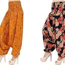 narnari Women's Printed Harem Pant/Afghani Pant/Palzzo/Pyjama/Jump Suit (N286, Pack of Two) Multicolor-picture-32
