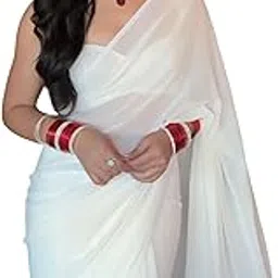 sanganee fashion Womens Georgette Plain Ready To Wear Saree Solid sari With Unstitch Blouse Piece-picture-19