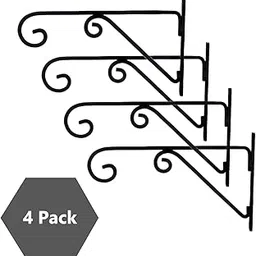 MFS Craft World 14x8 inch Set of4 Plant Hanger Brackets Wall Mounted Metal Plants Hangers Hanging Decorative Hooks Holder for Indoor Outdoor Diwali Gift Items (Black)-image-93