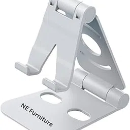 NE Furniture Foldable Plastic Mobile Stand – Adjustable Desk Phone Holder for Smartphones & Tablets, Anti-Skid Base, Compact Tabletop Stand for Office, Study & Travel Use (White)-image-4