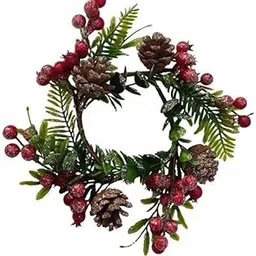 4xChristmas Candle Ring Artificial Christmas Wreath for Xmas Indoor Home Decor Style B-image-39