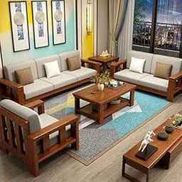 DK Furniture Sheesham Wood 6 Seater Sofa Set for Living Room Wooden Sofa Set for Living Room Furniture 3+2+1 Natural Teak Finish-image-77