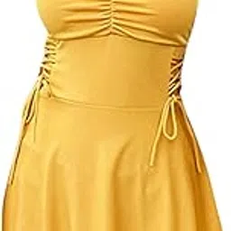 Women Swimsuits Solid V-Neck Push Up Swim Skirt Beach Bathing Suit Yellow XL|Clothing, Shoes & Accessories | Womens Clothing | Swimwear-image-25