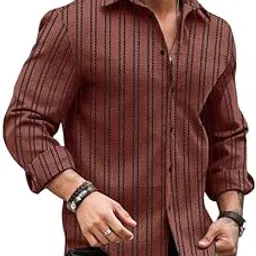 deelmo Stylish Men's Cotton Blend Full Sleeve Casual Shirt || Soft Breathable Fabric || Elegant Vertical Pattern || Comfortable Regular Fit || Perfect for Office Party-picture-10