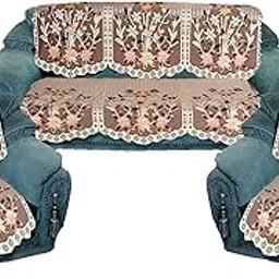 Weavers Villa Cotton Floral 5 Seater Sofa Cover Set - Set of 10 Pieces,Multicolor-picture-66