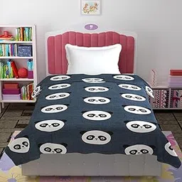 DECOMIZER 150 GSM Glace Cotton Printed Kids Single Bed 250 TC Reversible Comforter/AC Blanket for Winter/Quilts/Duvet - Panda, Black-picture-28