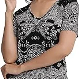 infinity garments Rayon Printed and Hand Beading Work Tops for Girls Medium Black-picture-27