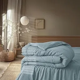 Spread Sprain King Size Linen Cotton Duvet Cover/Quilt Cover – Everyday Softness | Removable with Zipper & 8 Loops, Breathable, Bedroom, Hotel Quality Bedding | 90x108 Inch, Aqua-picture-14