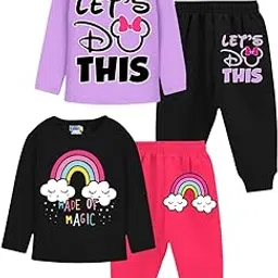 kiddify Baby Girls Regular Fit Full Sleeves Cotton T-Shirts & Pyjamas Set | Kids Clothing Sets -Pack of 2-picture-25