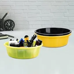 Heart Home Pack of 3 Desk Organizer | Stationery Organizer | Multipurpose Organizer | Office Supplies for Pen-Pencil-Staplers | Desktop Organizer | 6 LTR | Yellow & Black & Green-image-41