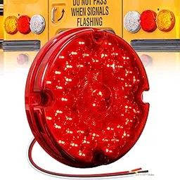 TRUE MODS 7" Round 47-LED Stop Brake Tail Light For School Bus Transit Vehicle Refuse Hauler [DOT FMVSS-108] [SAE AI6P2S2(3) T] [TBT Turn/Brake/Tail Signal Function] [9-16V DC] Trailer Truck - RED-picture-27