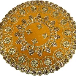 Reliable Velvet Puja Altar Cloth - Diameter - 16 Inch, Yellow-picture-15