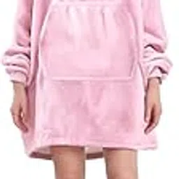 Wearable Blanket Hoodie for Kids Comfy Pink Sherpa Hooded Oversize Sweatshirt Blanket for Girls-picture-46