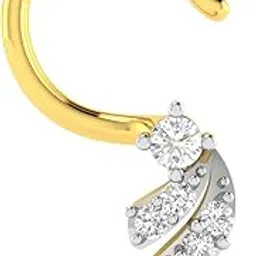 18KT Yellow Gold and Diamond Nose Ring for Women-image-24