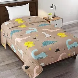 Kids Comforter Blanket Soft & Cozy Reversible Quilt for Boys & Girls Kids Lightweight All Season Crib Cute Cartoon Print Machine Washable (Dino Family Rodeo Dust, Single Bed)-picture-20