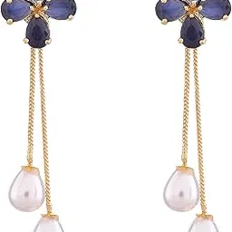 ratnavali jewels Fashion Jewellery Gold Plated Sparkling Colors Pearl Dangle & Drop Earrings Tops Women/Girls-2966-picture-17