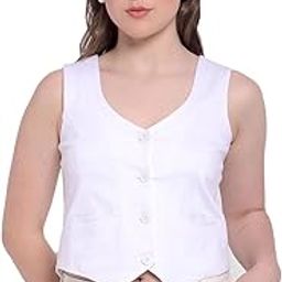 numero uno Women's White Sleeveless Buttoned Vest-picture-9