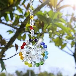 LIGHT WAVE Beautiful Sparkling Crystal Rainbow Sun-Catcher Ball Prism Pendant Hanging, Window, Garden, Balcony Hanging Ornament, Car Hanging (Model 21)-image-36