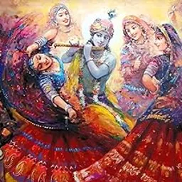 TREXEE Gopi Krishna Diamond Art Painting Kits for Adults, Stained Glass Full Drill Diamond Dots Paintings for Beginners, Round 5D Paint with Diamonds Pictures (30X40 CM)(Unframed)-picture-32