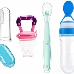 Homsagar 4-in-1 Silicone Toddler Feeding Combo – Spoon, Bottle Feeder, Brush & Feeding Nipple Set for Babies-picture-23