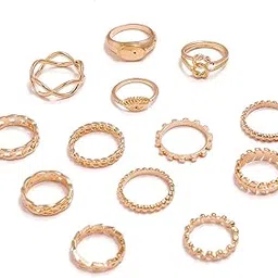 shining diva fashion Latest Stylish Metal Boho Midi Finger Rings for Women and Girls - Set of 13 (D13063r), Golden-picture-35