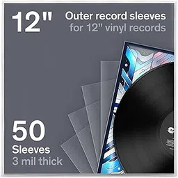 Boundless Audio Vinyl Record Sleeves - 50 x Premium Outer Vinyl Sleeves for Records - 12.75" x 12.75" Heavy Duty 2.5 Mil Thick Crystal Clear Polypropylene-image-79
