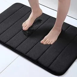 GOPAD 50 X 80 Cm Water Absorbent Bathroom Door Mats, Soft & Comfortable Easier to Dry Machine Wash Bathroom Mat, Big Size Anti Slip Water Soaking Bath Mat for Rug Carpet (1 Pcs/Black)-image-22