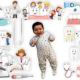 20+ Pcs Theme Photo Booth Cards/Props for Kids, New Born, 20+ Pcs Props for Photoshoot Celebrations Decorations Cardstock (Dentist Theme)-picture-27