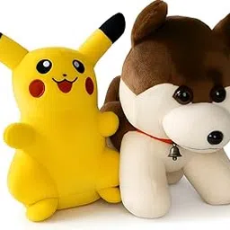 Bunde Pokeemon Pikachu and Dog Plush Toy Set, Soft Stuffed Animals Collection, Yellow and Brown-White, Kids Gift, Cuddly Plushies for Home Décor-picture-16