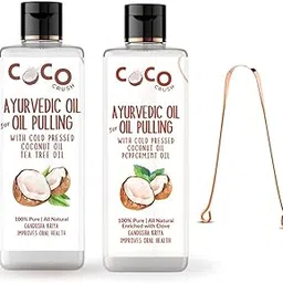 Coco Crush Ayurvedic Oil Pulling Combo with Copper Tongue Cleaner | Virgin Coconut Oil Infused with Peppermint, Clove & Tea Tree | Natural Oral Detox & Fresh Breath | 100% Pure & Chemical-Free (100ML (2x50ML+TC))-image-25