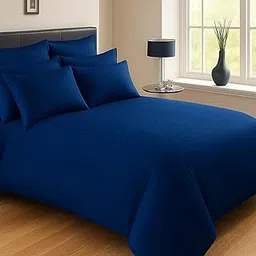 Goyal bedding Cotton Satin Striped Double Duvet/Quilt/Razai/Comforter Cover | Satin Finish Cover Set | Soft, Elegant Finish & Wrinkle-Resistant | Hotel-Style Striped Cover - 93 * 100 Size (Blue)-picture-29