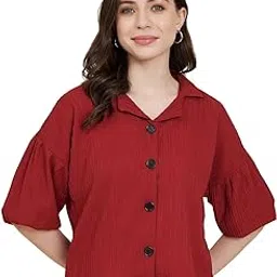 vairagee Women's Cotton Blend Striped Boxy Shirt with Spread Collar Half Sleeve Button Closure | Shirt for Man (1621)-picture-19