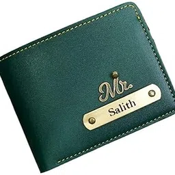 the unique gift studio Men's Leather Personalised Name with Logo Wallet - Green-picture-37