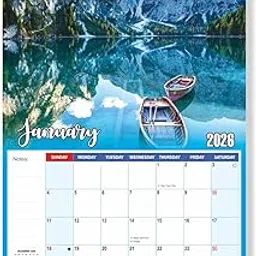 Zoozo Artz 2026 Wall Calendar – Large Hanging 12 Sheeter Monthly Planner with Scenic Nature Lake Decor Theme, Spiral Binding, Notes Section – Size 12.5 x 18.75 Inches(Z05)-image-8
