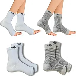 Ecosync Open Toe Bamboo Cotton Compression Socks for Diabetic Pain Relief, Neuropathy, Swelling, and Circulation.Unisex Combo (White + Speckled White) Moisture-Wicking, Seamless, and Anti-Bacterial image 1