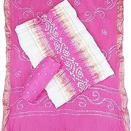 m s bandhani Women's Cotton Silk Unstitched Rajasthani Bandhani Dress Material Free Size-picture-13