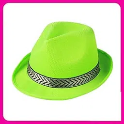 Wanna Party Fedora Hat Green, Wide Brim Retro Style Hat for Parties Photoshoot Outdoor Activities, Summer Beach Hat-image-61
